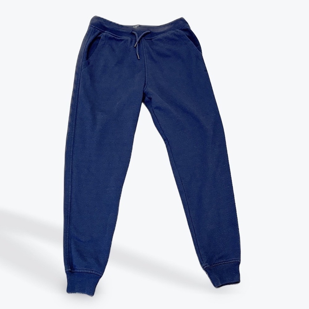 J CREW Navy Blue Cotton Blend Fleece Joggers Sweatpants with Drawstring Waist